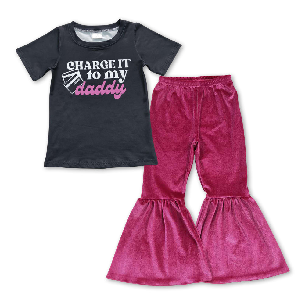 Charge it to my daddy shirt/ velvet pants