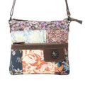 Myra La Fleur Patchwork Crossbody Bag â€“ Floral Canvas Panels, Brown Leather Accents, Boho Cowgirl Everyday Purse